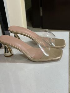 Gold Clear Strap Heels - Size 7
