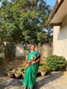 Green & Gold Saree With Blouse.