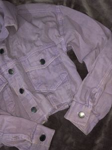 Lilac Cropped Denim Jacket