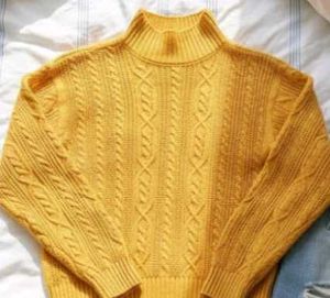 Mustard Cable Knit Acrylic pullover