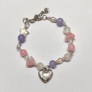 Beaded Heart Charm Bracelet