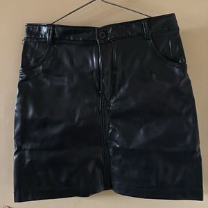 Black Faux Leather Skirt
