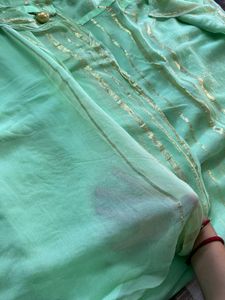 Striped &amp; Dotted Green Sarees (Set of 2)