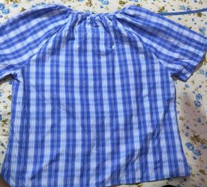Blue Plaid Short Sleeve Top