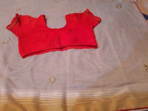 Cotton Work Saree With Stitched Blouse