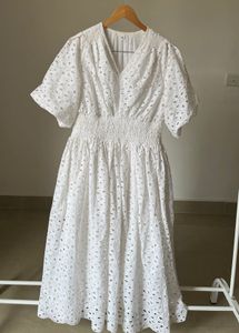 Cotton Broderie White Maxi Dress