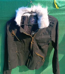 Parx Black Jacket w/ Faux Fur Collar( free size up