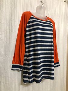 Blue & Orange Long Sleeve Cotton T Shirt