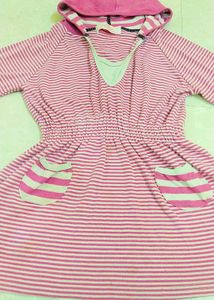 Pink Striped Hoodie Dress
