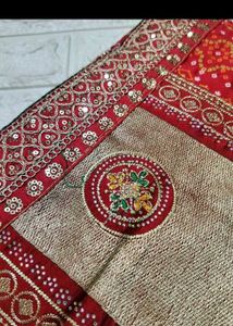 Elegant Red Bandhani Saree