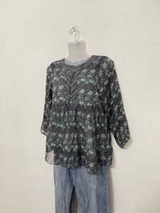 ZARA BASIC blouse top semi sheer