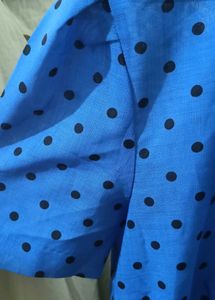 Blue Polka button down dress