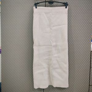 Cream Colour Ribbed Winter Skirt