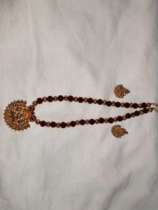 Red Beaded Necklace &amp; Earring Set