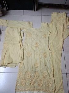 Beautiful Yellow Kurta And Churidaar