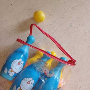 Doraemon Themed Plastic Bowling Pin Set In Bag