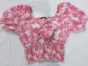 Zudio Pink Puffed Sleeve Top