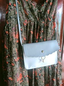 Floral Print Maxi Dressb and Sling Bag Combo