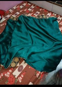 Elegant Green Saree with Gold Border