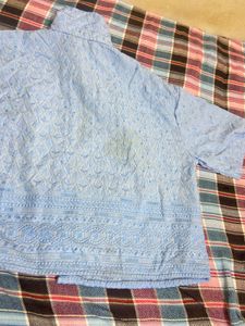 Light Blue Textured Short Sleeve Shirt