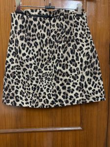 Mango Leopard Print Mini Skirt