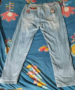 Patched Denim Jeans