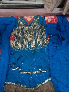 Navy Blue Fancy Kurti Chudidar With Dupatta .