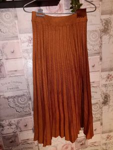 Rust Pleated Midi Skirt