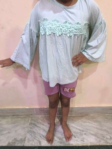 Mint Green Bell Sleeves Top For Girls.