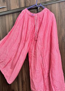 Coral Patterned Wide Leg Pants