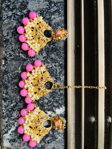 Pink Beaded Tikka Set ❤️