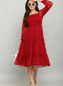 Chic Red Tiered Mini Dress