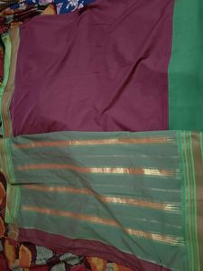 Striking Maroon Saree with Bold StripedGreen Pallu