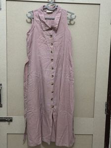 Pink Sleeveless Button Down Dress
