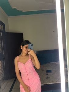 Ruched Pink Mini Dress