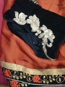 Embroidered Velvet Saree