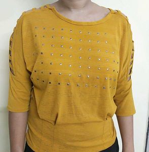 Mustard studded fancy top