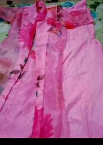Pink Sleeveless Dress with Organza Jacket