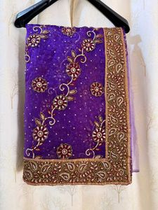 Purple heavy work Saree