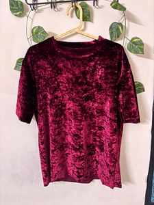 Burgundy Velvet T-Shirt