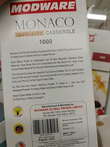Monako Insulated Branded High Quality Casserole