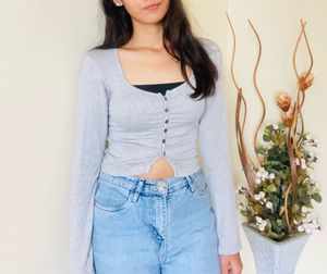 Korean Grey Full Sleeves Top