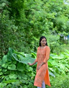 Elegant Peach Embroidered Kurta