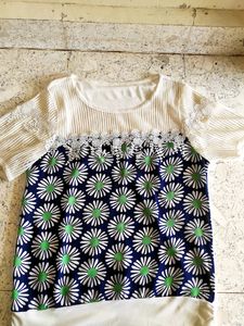 Withe Top With Flower Design