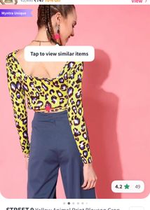 Yellow Animal Print Crop Top