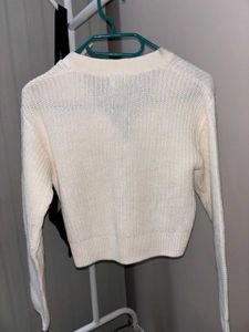 Cream Knit Cropped Cardigan