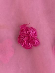 Ribbon Work Saree With Foil Mirror Kucchi Lace