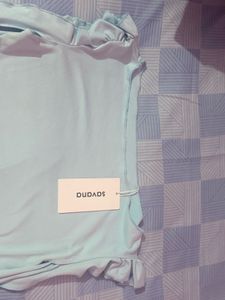 Blue Ruffle Sleeve Top
