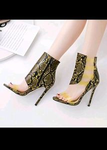 Snake Print Heels Sandals Boots Style Size 39