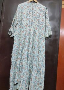 Sea Green &amp; Maroon Floral Print Kurti For 44 Bust